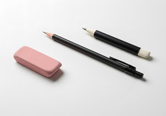 Writing utensils on white surface