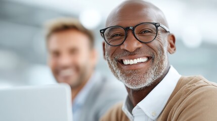 Happy Diverse Senior Professional Man Smiling at Camera, African american, Black man