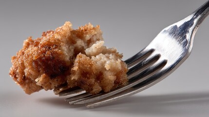 Fried Food Bite on Fork | Crispy Texture, Cooking