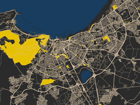 Abstract city map of Oran, Algeria