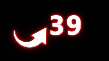 Counting number 39 illustration. Counting number symbol. Count number with arrow icon.