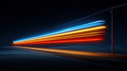 Fototapeta premium Night Road Light Trails, Long Exposure, Abstract Highway