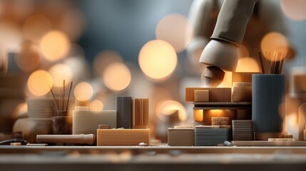 Abstract Craft Elements & Warm Bokeh Background Design