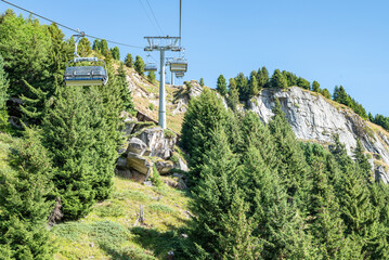 The chair-lift from riederalp to Hohfluh in the swiss alps