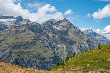 the beautiful landscape of the alpine mountains of Swiss