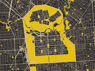 Clean urban street map of Adelaide center, Australia