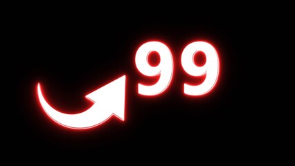 Counting number 99 illustration. Counting number symbol. Count number with arrow icon.