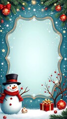 christmas card with snowman