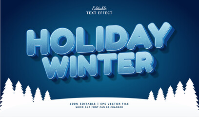 Holiday Winter Editable Text Effect Style 3d Bold with Snow and Tree Winter Season