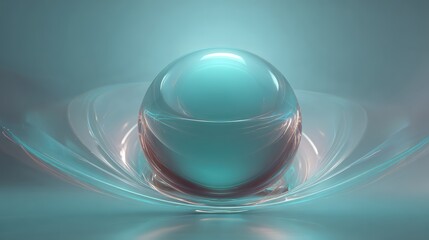 Translucent planet with floating data streams and symmetrical design