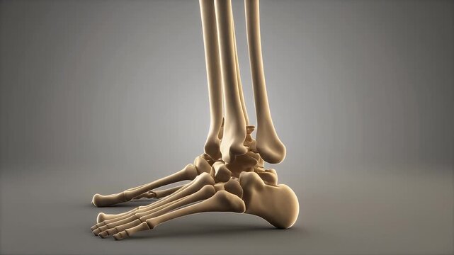 Lower body skeletal animation showing feet, toes, tarsals, metatarsals, phalanges, and ankle movement