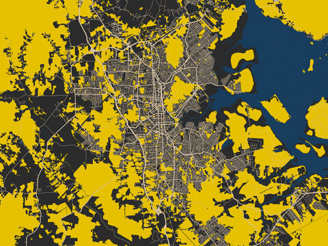 Graphic city map artwork of Joinville, Brazil