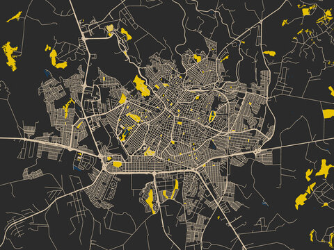 Graphic city map artwork of Uberaba, Brazil