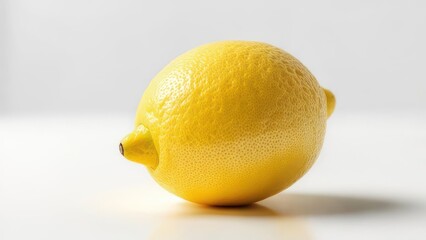 A Single Ripe Yellow Lemon on a White Surface.