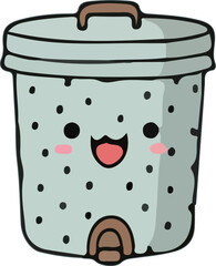 illustration of a cute trash can with smiling face 