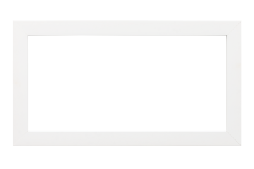 White wooden frame, rectangular in shape, placed horizontally on a transparent background.