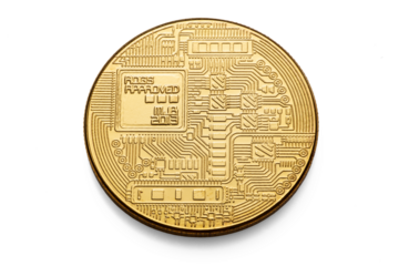 Bitcoin Gold Coin: Digital Currency Symbol, Blockchain Technology, and Crypto Finance Icon Money isolated on transparent background