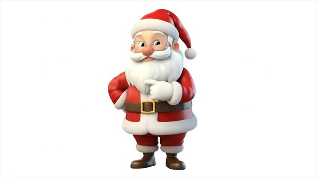 Footage video animated santa claus on white background, isolated animation, sinterklaas, christmas day