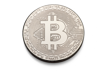 Bitcoin silver Coin: Digital Currency Symbol, Blockchain Technology, and Crypto Finance Icon Money isolated on transparent background