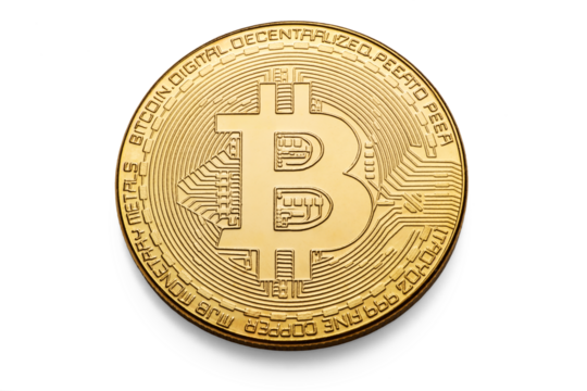 Bitcoin Gold Coin: Digital Currency Symbol, Blockchain Technology, and Crypto Finance Icon Money isolated on transparent background - Powered by Adobe