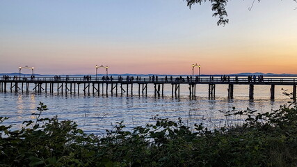 City of White Rock Pier at sunset.  This is the longest pier in Canada.