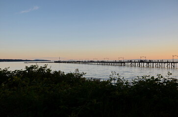 City of White Rock Pier at sunset.  This is the longest pier in Canada.