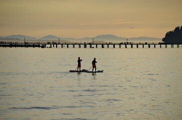 City of White Rock Pier at sunset.  This is the longest pier in Canada.