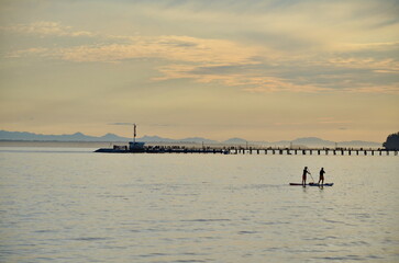 City of White Rock Pier at sunset.  This is the longest pier in Canada.