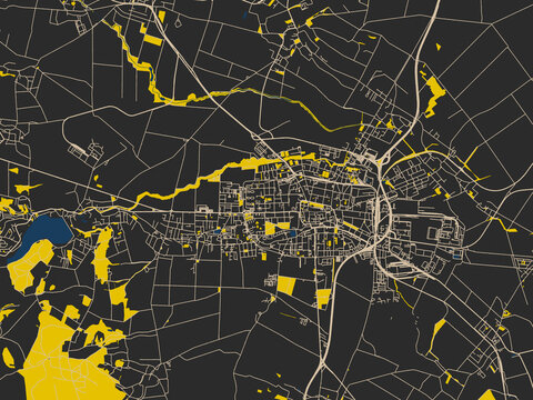 Clean urban street map of Prostejov, Czechia