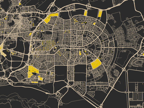 Abstract city map of New Cairo, Egypt