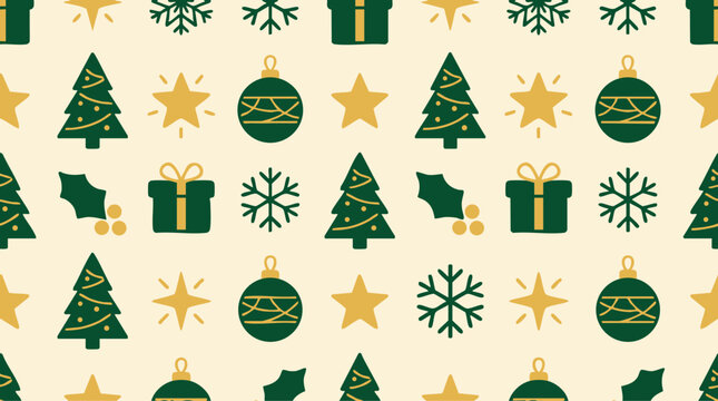 Christmas Holiday Festive Pattern with Icons