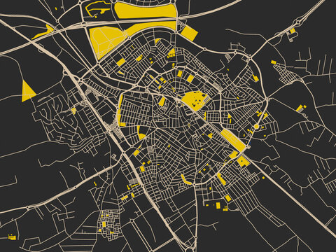 Minimalist map of Dos Hermanas, Spain, charcoal and cream map