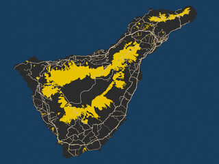 Poster-style map of Tenerife, Spain using charcoal and cream map