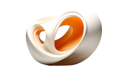 Creamy abstract form with layered interior against a black background