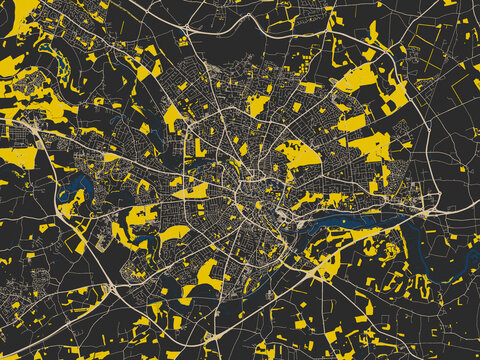 Modern flat map of Norwich, United Kingdom