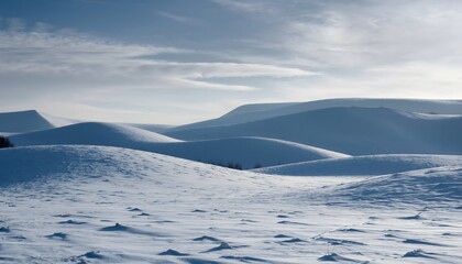 Snow-Covered Hills with Textured Ground Patterns, Winter Landscape Featuring Frosty Terrain and Scenic Natural Details