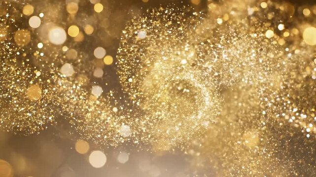Glimmering golden abstract background with bokeh effects, evoking celebration