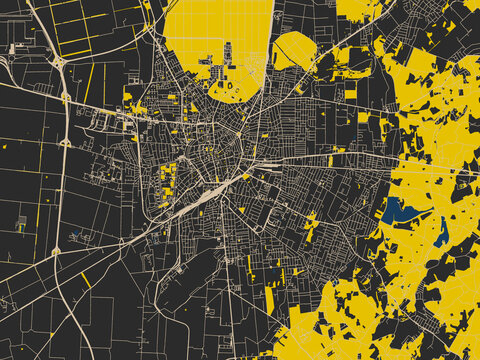Clean urban street map of Debrecen, Hungary