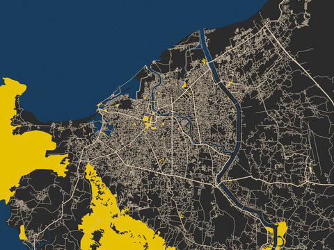 Abstract city map of Banda Aceh, Indonesia