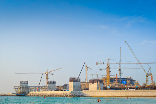 12 03 2025 - Dubai, UAE. The island by Wasl construction site, Dubai Jumeirah beach. Emerging coastal infrastructure and artificial island development