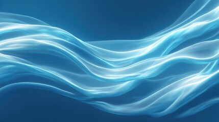 Fototapeta premium Abstract Glowing Blue Wavy Lines On Dark Blue Background With Bright Light Effect