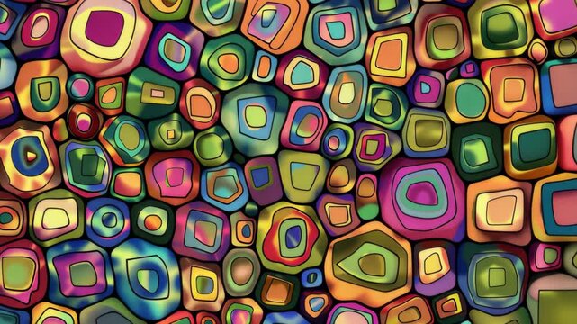 Vibrant Abstract Mosaic: A dazzling display of colors and shapes forms a dynamic, captivating mosaic, inviting the viewer into a world of artistic expression and creative exploration.