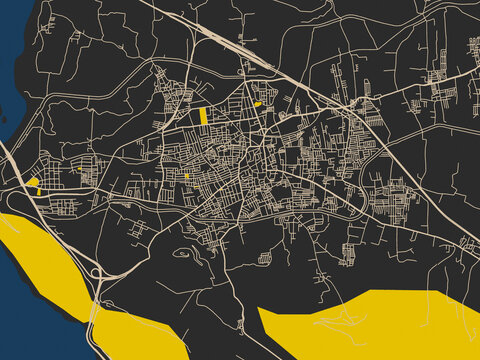 Modern flat map of Hospet, India