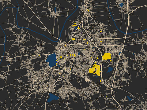 Kolhapur, India &ndash; minimalist flat city map