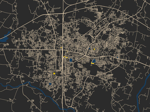 Clean urban street map of Satna, India