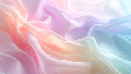 Obraz premium Soft pastel colored flowing fabric with gentle drapes and ethereal texture, creating a delicate and dreamy background.