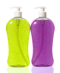 Plastic Bottle with liquid soap on a white background
