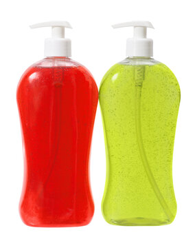Plastic Bottle with liquid soap on a white background