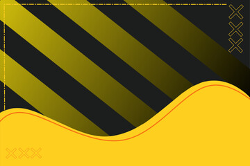 Curved Yellow Overlay with Diagonal Black Stripes Geometric Background for Industrial-Themed Layouts
