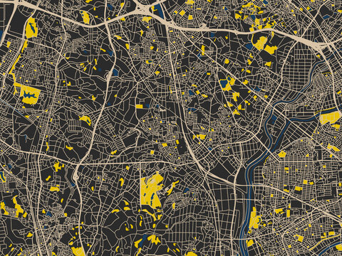 Obu, Japan &ndash; minimalist flat city map